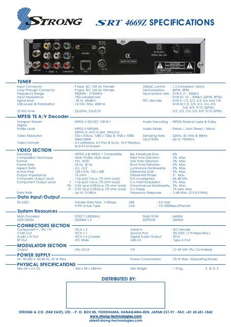 SRT 4669Z Brochure - Strong Technologies