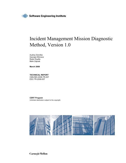 Incident Management Mission Diagnostic Method, Version 1.0 - Cert