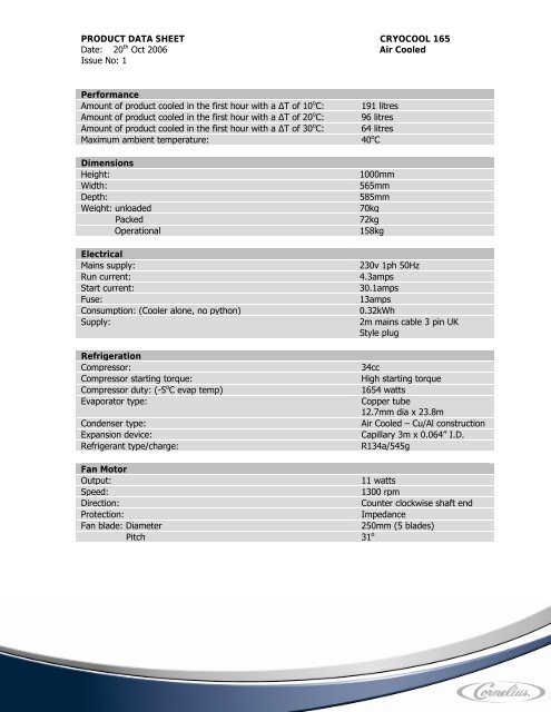 CRYOCOOL 165 Delta T AC Partslist.pdf - IMI Cornelius