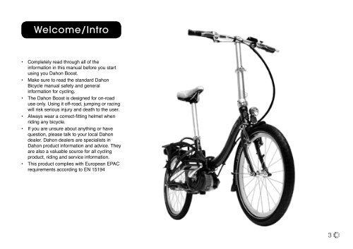 Dahon Boost OWNER'S MANUAL - NYCeWheels - Electric Bikes