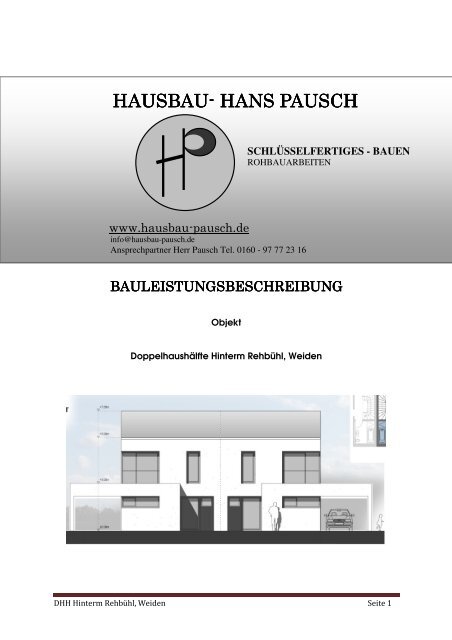 Baubeschreibung Rehbühl neu - Hans Pausch Hausbau eK