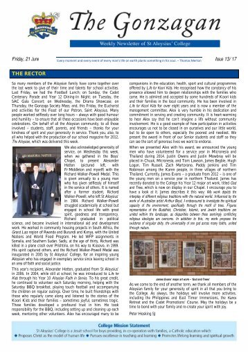 Friday, 21 June Issue 13/17 THE RECTOR - St Aloysius
