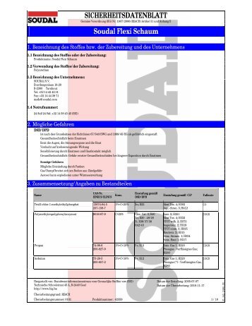 SICHERHEITSDATENBLATT Soudal Flexi Schaum