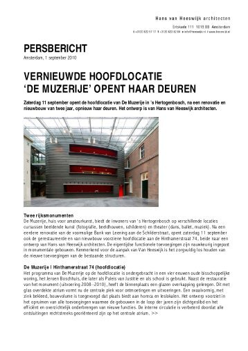 de muzerije - Hans van Heeswijk architecten