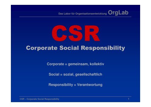 Corporate Social Responsibility - OrgLab