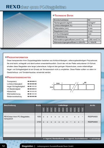 Katalog Stegplatten - Kunststoffhandel Rexin