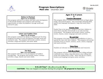 Program Descriptions - Peel Early Years