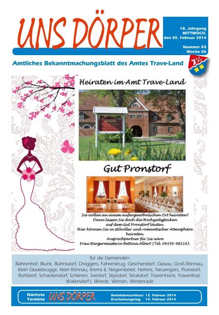 Uns Dorper Termine Uns Dorper Amt Trave Land