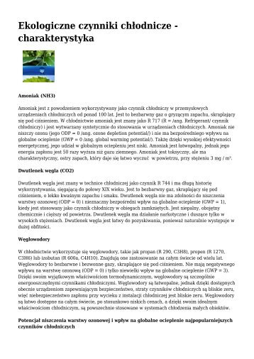 Ekologiczne czynniki chÃ…Â‚odnicze - charakterystyka - Klimatyzacja.pl