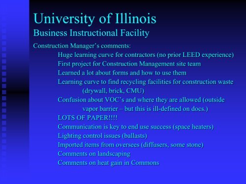 The University of Illinois Business Instructional Facility: What we ...