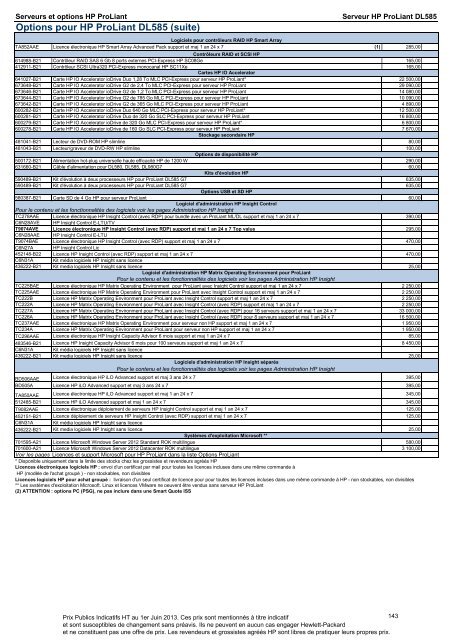 Catalogue Serveurs et Options HP ProLiant - Hewlett-Packard ...