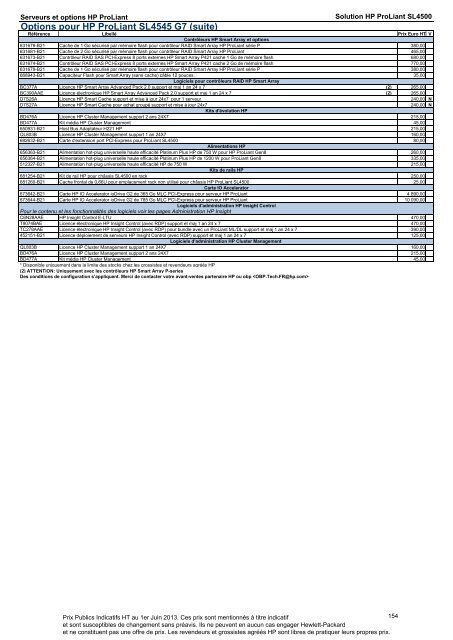 Catalogue Serveurs et Options HP ProLiant - Hewlett-Packard ...