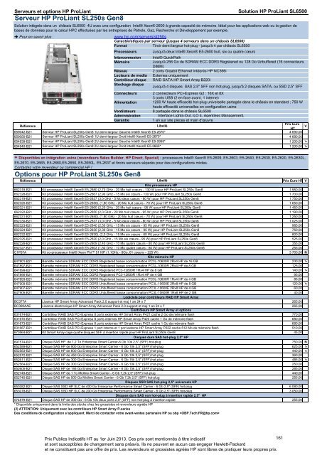 Catalogue Serveurs et Options HP ProLiant - Hewlett-Packard ...