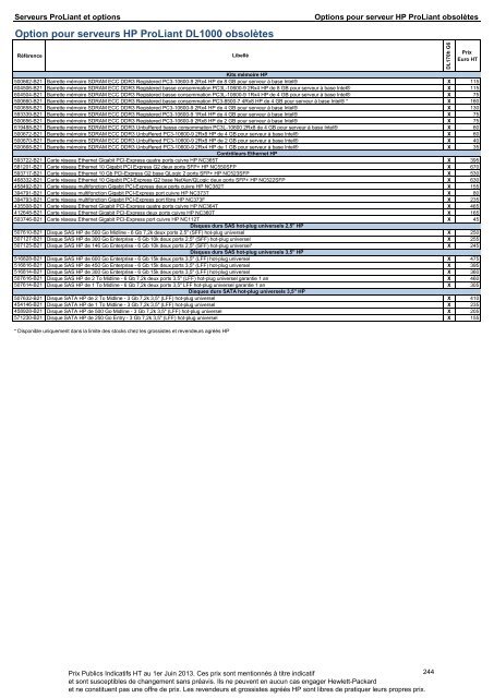 Catalogue Serveurs et Options HP ProLiant - Hewlett-Packard ...