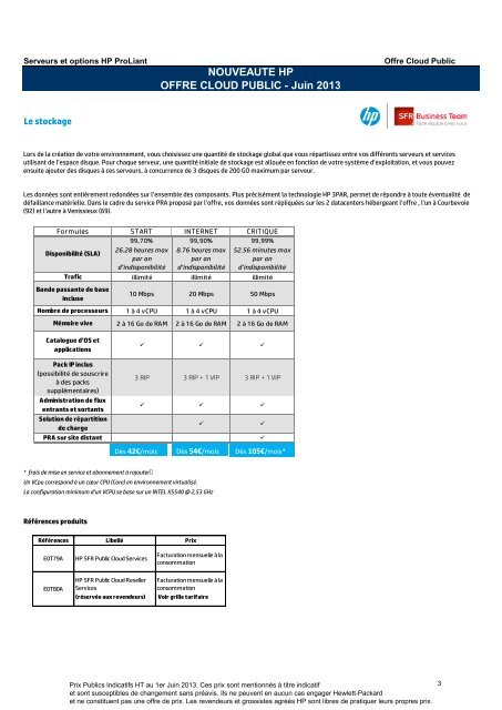 Catalogue Serveurs et Options HP ProLiant - Hewlett-Packard ...