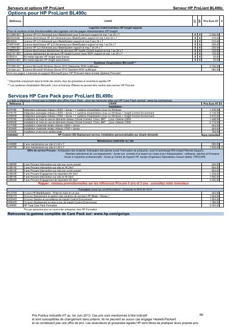 Catalogue Serveurs et Options HP ProLiant - Hewlett-Packard ...