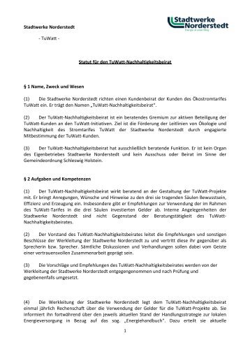 2012_04_23 Statut Beirat TuWatt - Stadtwerke Norderstedt