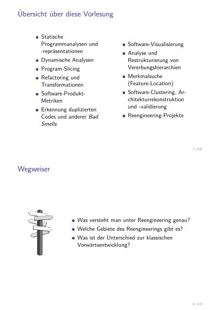 Vorlesung Software-Reengineering ¨Uberblick I - Informatik - FB3 ...