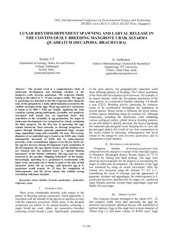 lunar rhythm-dependent spawning and larval release in the ... - ipcbee