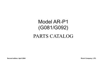 Parts Catalog: Ares-P1/AR-P1 (G081/G092), Aficio ... - Piezas y Partes