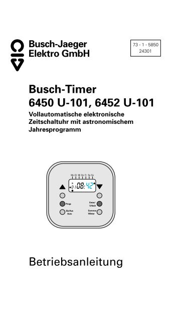 Busch-Timer 6450 U-101, 6452 U-101 Betriebsanleitung