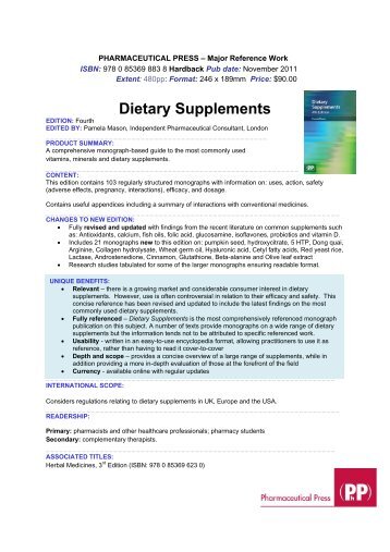 Dietary Supplements - Pharmaceutical Press
