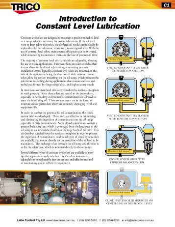 Constant Level Oilers - Lube Control