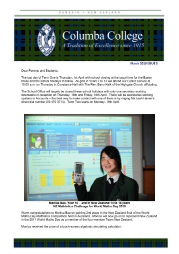 March 2010 ISSUE 3 - Columba College