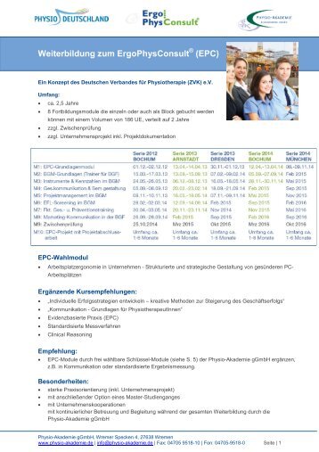 Weiterbildung zum ErgoPhysConsult (EPC) - Physio-Akademie