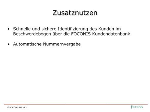 FOCONIS Beschwerde-Management - Foconis AG
