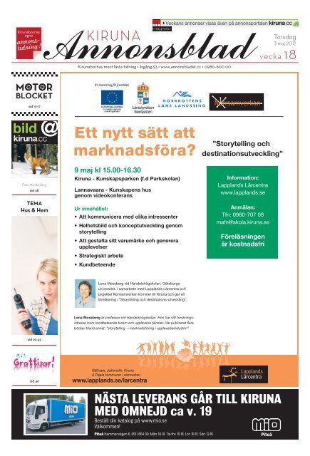 Kiruna Annonsblad vecka 18, torsdag 3 maj 2012 sidan 1