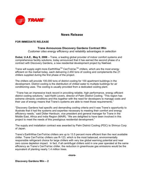 Trane Announces Discovery Gardens Contract Win