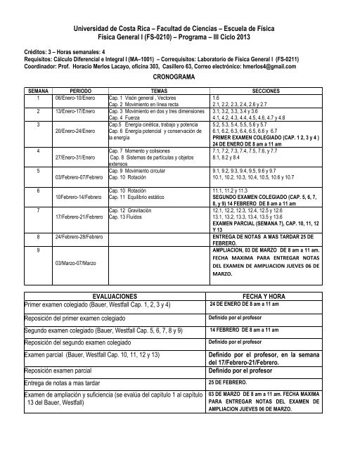 FS 0210 FÍSICA GENERAL I.pdf - Universidad de Costa Rica