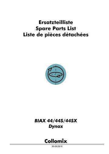Ersatzteilliste Spare Parts List Liste de pièces détachées - Collomix