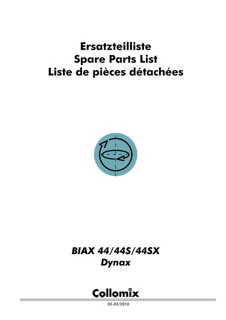 Ersatzteilliste Spare Parts List Liste de pièces détachées - Collomix