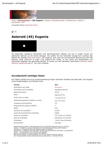 Asteroid (45) Eugenia