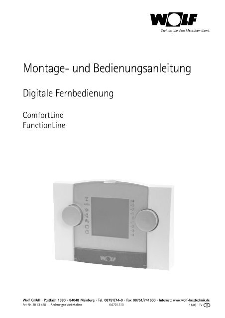 Montage Und Bedienungsanleitung Wolf