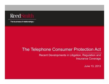 The Telephone Consumer Protection Act - Reed Smith