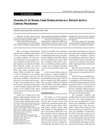 Feasibility of Spinal Cord Stimulation in a Patient ... - Pain Physician