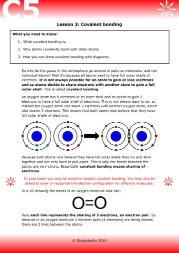 Lesson 3: Covalent bonding - Lesson 1