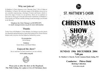Xmas programme 2004 - St Matthew's Choir