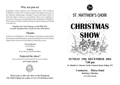 Xmas programme 2004 - St Matthew's Choir