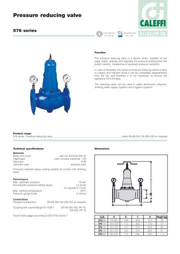 Pressure reducing valve - Caleffi