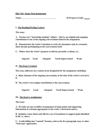 Extended essay grading rubric