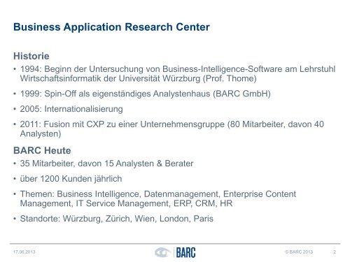 BARC-Track: Trends im Data Warehousing und ... - SIGS DATACOM