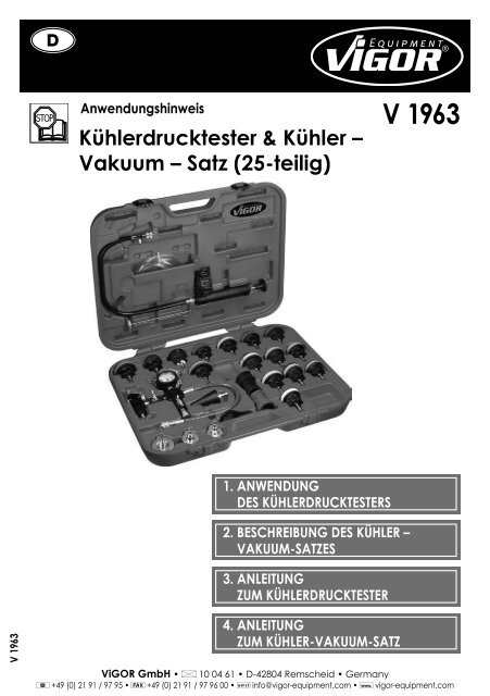 V1963 KÃ¼hldrucktester - Vigor Equipment