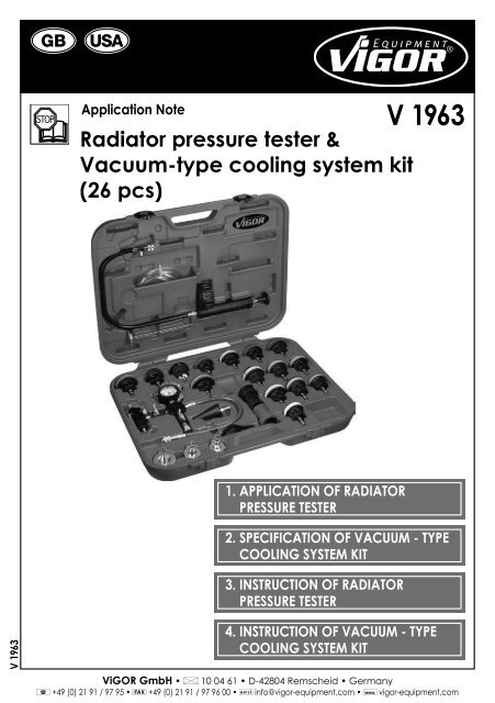 V1963 KÃ¼hldrucktester - Vigor Equipment