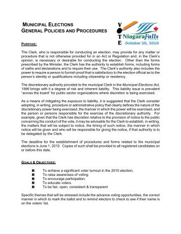 municipal elections general policies and procedures