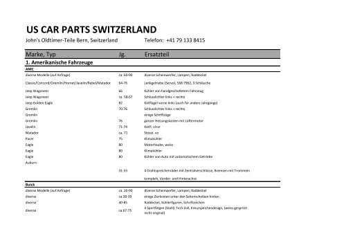 Artikel-Liste (pdf Format) - USCarparts Switzerland