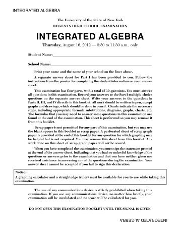 INTEGRATED ALGEBRA - JMap